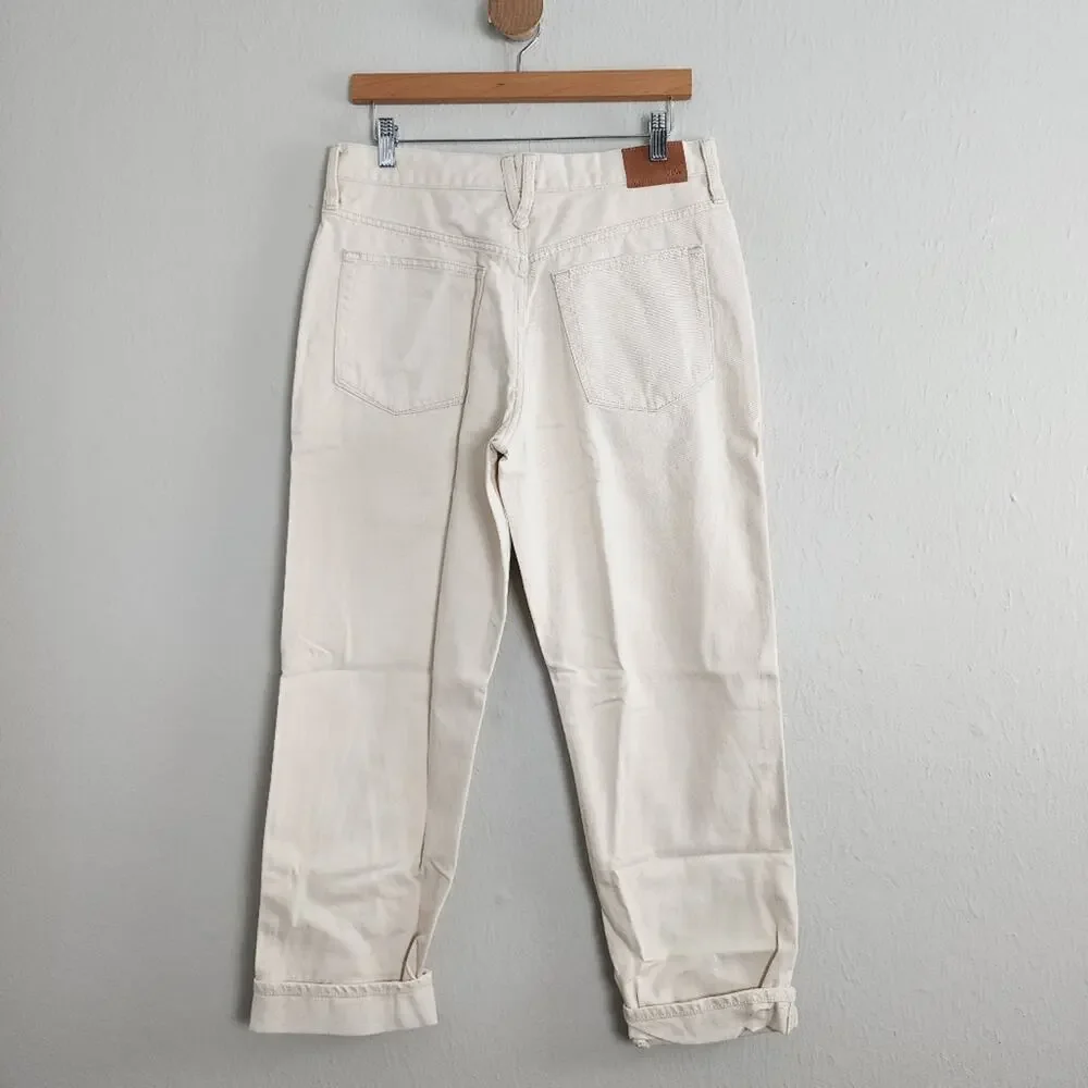 J. Crew Slouchy Boyfriend High Waisted Jean Ecru White Rigid Denim NWT 28